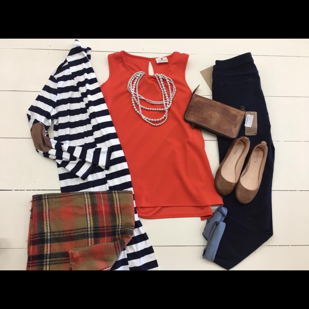 Orange sleeveless blouse